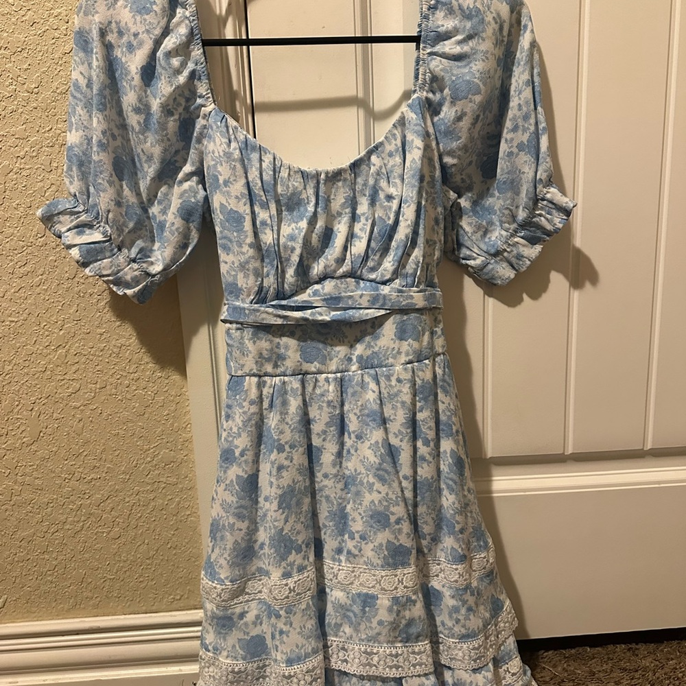 Altar'd State Blue and White Floral Dress